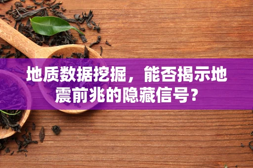 地质数据挖掘，能否揭示地震前兆的隐藏信号？