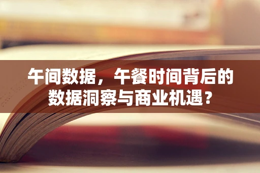 午间数据，午餐时间背后的数据洞察与商业机遇？