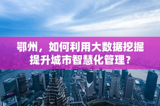 鄂州，如何利用大数据挖掘提升城市智慧化管理？
