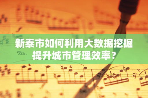 新泰市如何利用大数据挖掘提升城市管理效率？