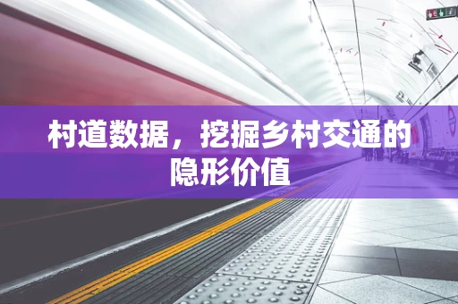 村道数据，挖掘乡村交通的隐形价值