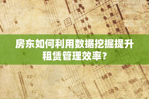 房东如何利用数据挖掘提升租赁管理效率？