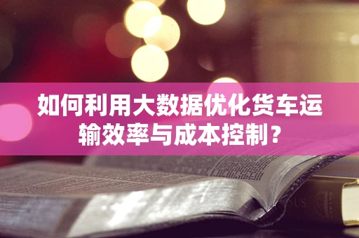如何利用大数据优化货车运输效率与成本控制？