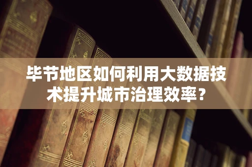 毕节地区如何利用大数据技术提升城市治理效率？